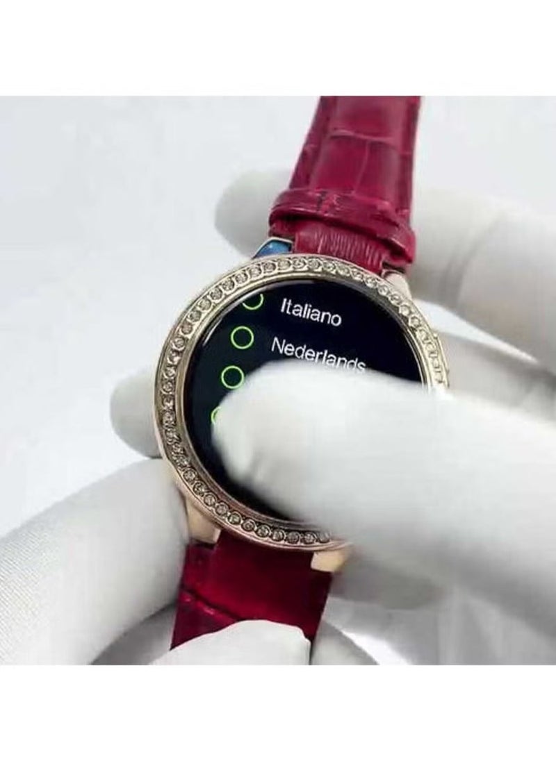 Haino Teko Germany RW 20 Diamond Edition Classic Round Smartwatch for Women & Girls – Elegant Red Design, Two Set Straps, Health & Fitness Tracking, Bluetooth Connectivity, Stylish & Durable - Image 4