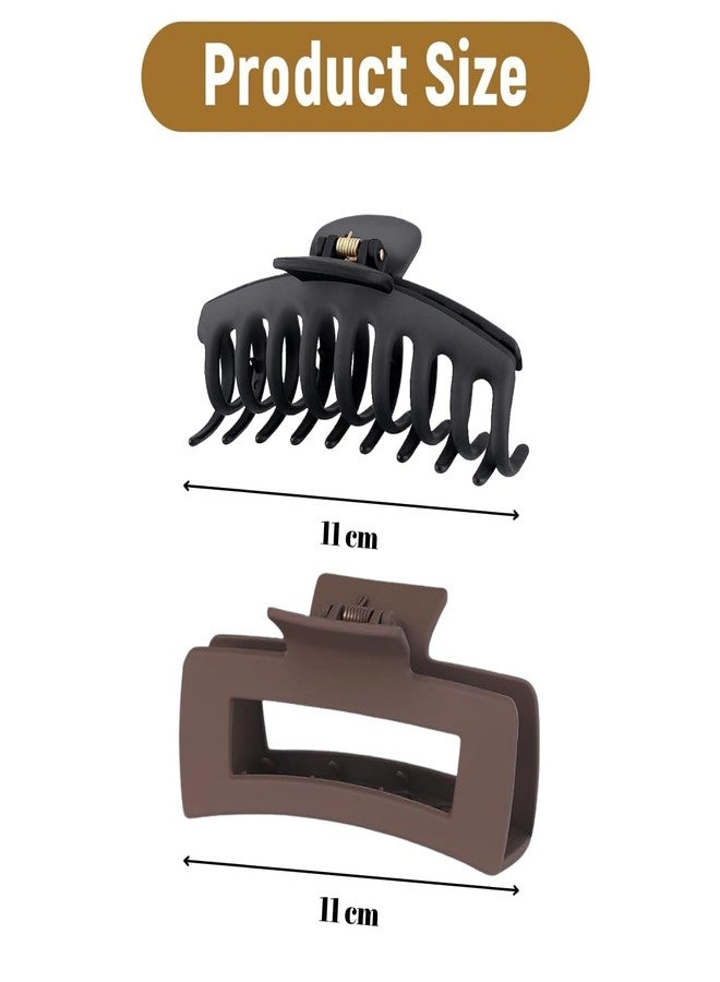 ANNACREATIONS ANNA CREATIONS 4 Pcs Large Matte Hair Claw Clips for Women and Girls, Strong Hold Non-Slip Hair Clutcher for Thick and Thin Hair, Durable Design Hair Clips (Brown-Black) - Image 2