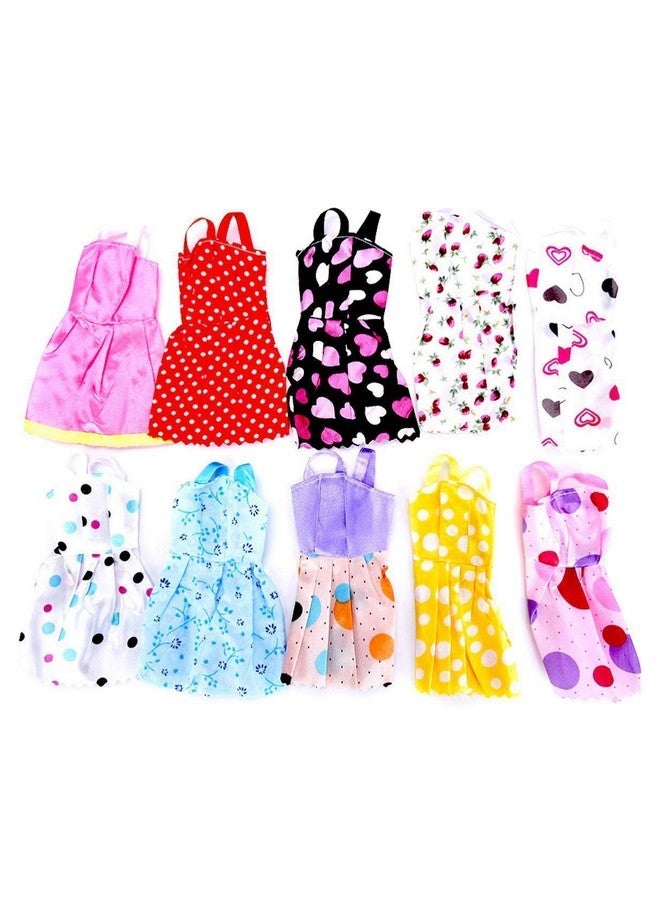 iDream Doll Accessories & Handmade Fashion Clothes For Doll (Pack Of 10) (Multicolour) - Image 1