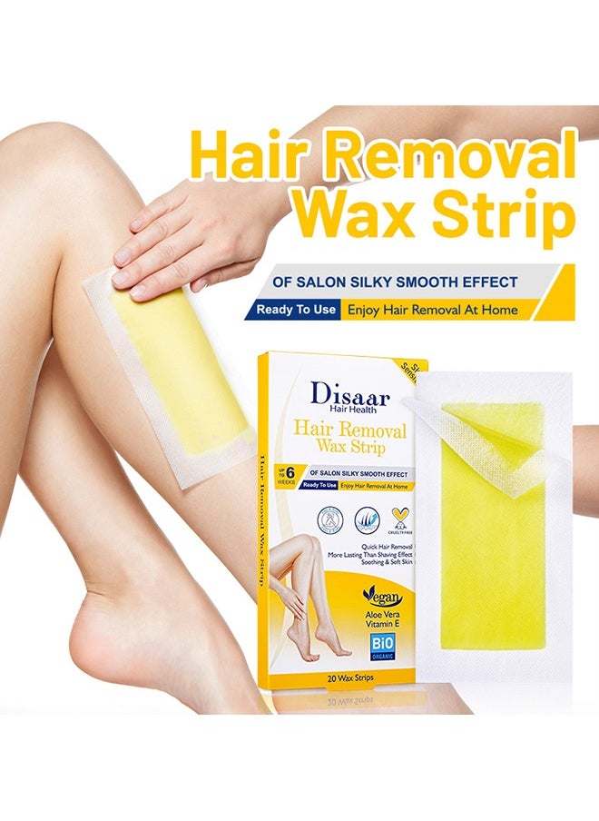 Disaar - 20 Piece Wax Strips for Hair Removal Set - Natural Plant Extracts Soothe Soft Skin - Trimmable Wax Strips for Body, Face, Legs& Eyebrows (Sensitive Skin (Aloe Vera + Vitamin E)) - Image 1