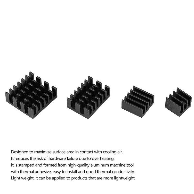 WALFRONT 20 Pieces Black Aluminum Heat Sink CPU Cooler IC Chip Set with Double Sided Thermal Adhesive for Raspberry Pi 2 3 4 3B 4B MOSFET PCB Power Board - Image 3