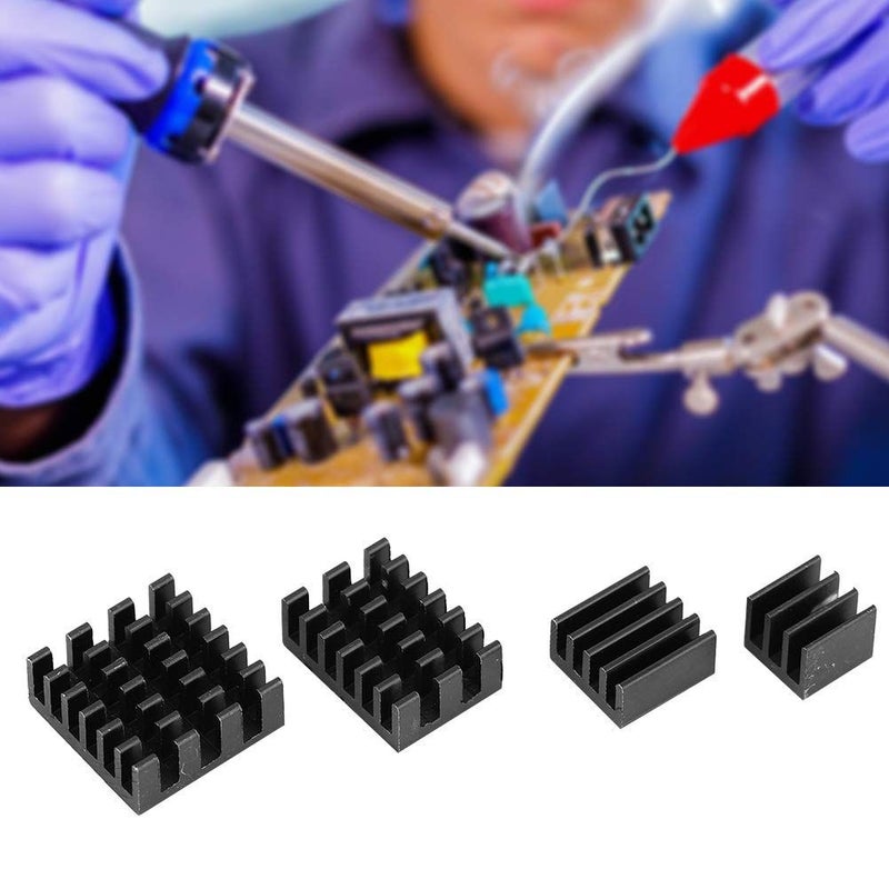 WALFRONT 20 Pieces Black Aluminum Heat Sink CPU Cooler IC Chip Set with Double Sided Thermal Adhesive for Raspberry Pi 2 3 4 3B 4B MOSFET PCB Power Board - Image 4