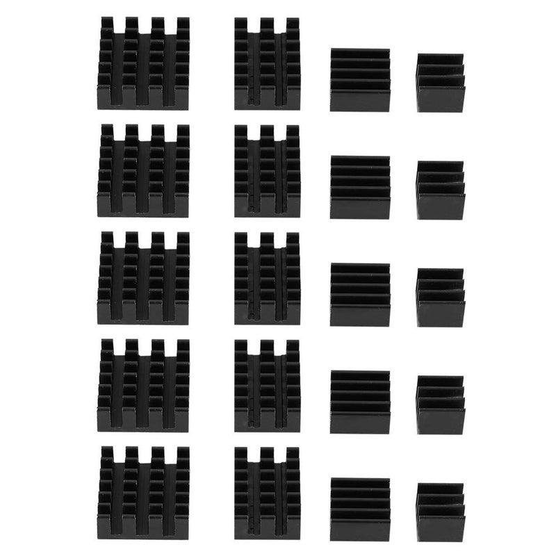 WALFRONT 20 Pieces Black Aluminum Heat Sink CPU Cooler IC Chip Set with Double Sided Thermal Adhesive for Raspberry Pi 2 3 4 3B 4B MOSFET PCB Power Board - Image 2
