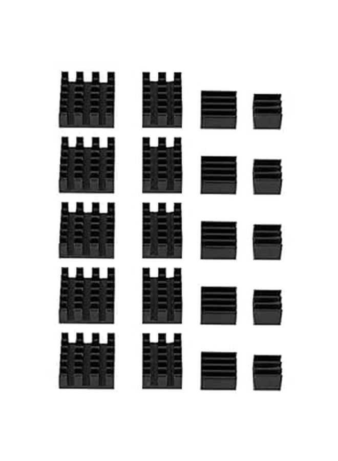 WALFRONT 20 Pieces Black Aluminum Heat Sink CPU Cooler IC Chip Set with Double Sided Thermal Adhesive for Raspberry Pi 2 3 4 3B 4B MOSFET PCB Power Board - Image 1