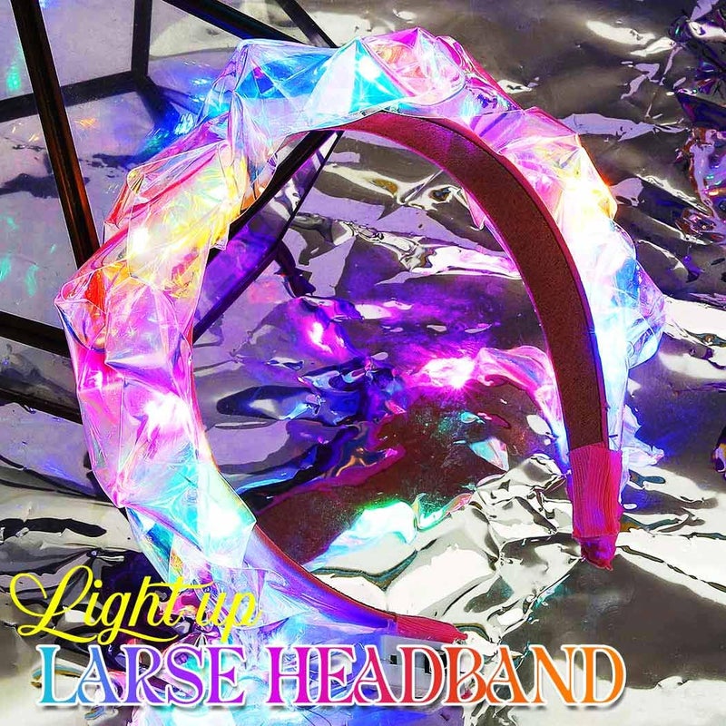 GORTIN Light up Headband LED Neon Headpiece Carnival Rave Costume Hair Accessories for Women - Image 2