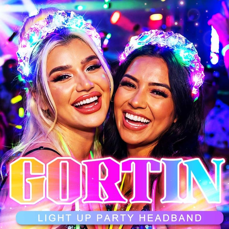 GORTIN Light up Headband LED Neon Headpiece Carnival Rave Costume Hair Accessories for Women - Image 3