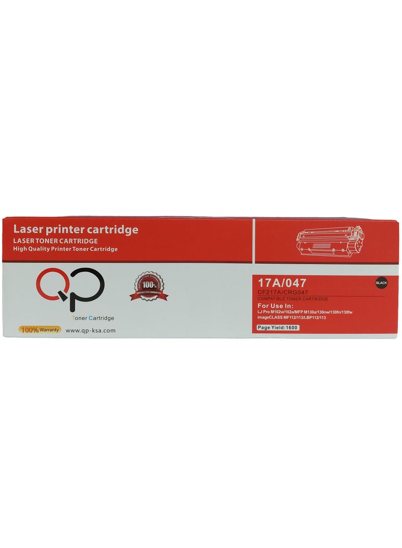 كيو بيه متوافق مع خرطوشة الحبر 17A CF217A البديلة لطابعات HP Laserjet Pro M102w M130nw M130fw M130fn M102a M130a Pro MFP M130 M102 Series (1 أسود)