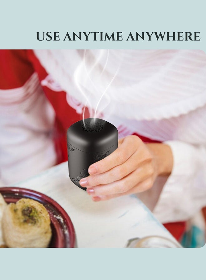 بخون مبخرة كهربائية صغيرة مع إضاءة عرض مبخرة عربية مبخرة محمولة قابلة لإعادة الشحن عبر USB مجموعة هدايا - Image 2