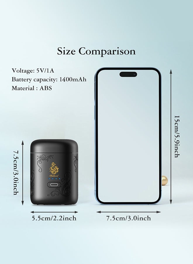 بخون مبخرة كهربائية صغيرة مع إضاءة عرض مبخرة عربية مبخرة محمولة قابلة لإعادة الشحن عبر USB مجموعة هدايا - Image 3