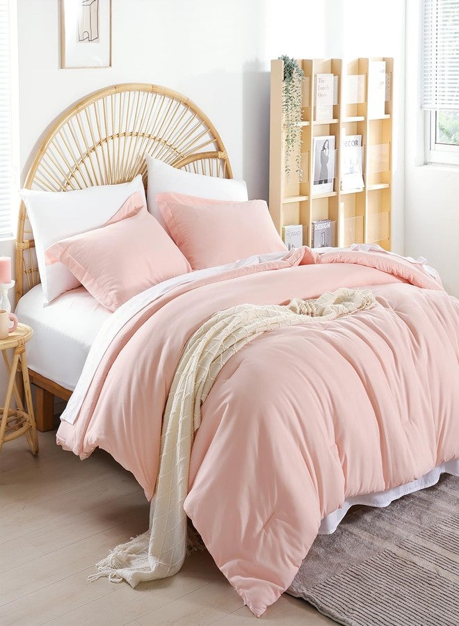 weigelia Twin Comforter Set 5 Pieces Pink Comforter Set Soft Blush Pink Bed Set Twin Bedding Set for Girls with Comforters, Flat & Fitted Sheets, Pillowcases & Shams - Image 4