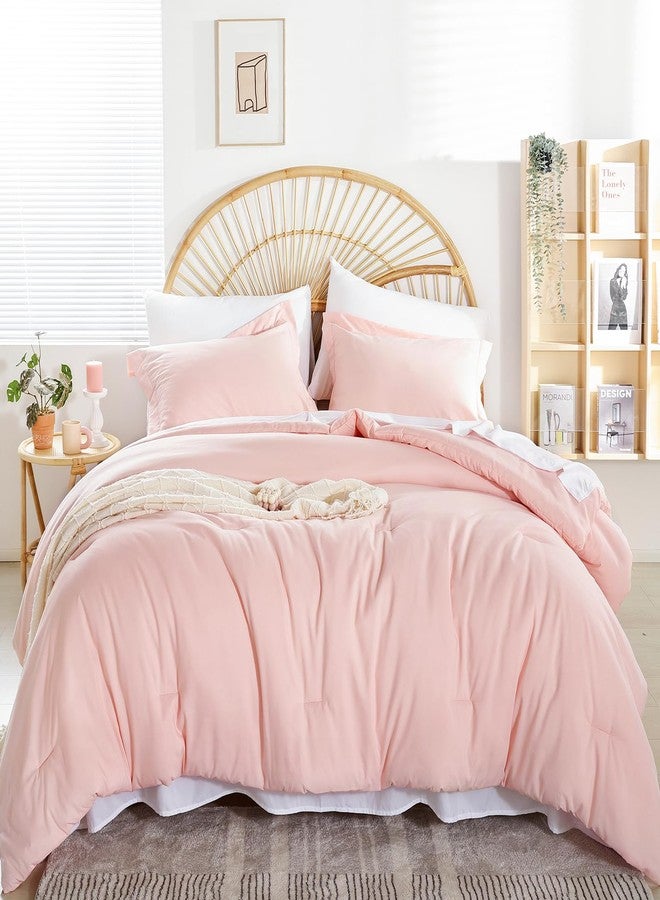weigelia Twin Comforter Set 5 Pieces Pink Comforter Set Soft Blush Pink Bed Set Twin Bedding Set for Girls with Comforters, Flat & Fitted Sheets, Pillowcases & Shams - Image 1
