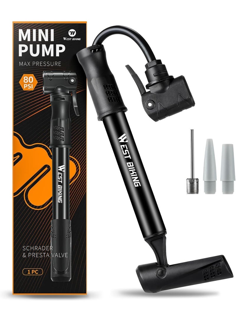 West Biking Bike Pump - Quick and Efficient Bicycle Pump for ‌MTB, Versatile Cycle Pump, Durable Bike Tyre Pump for Everyday Riding, Schrader Valve and Presta Valve - Image 1