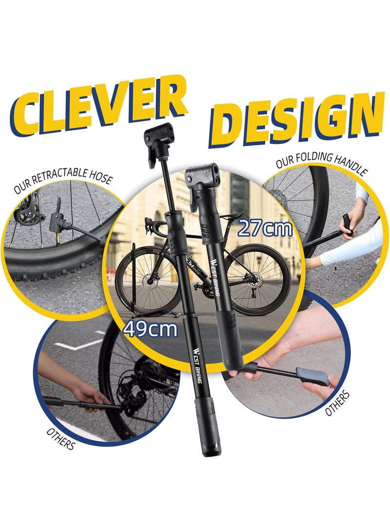 West Biking Bike Pump - Quick and Efficient Bicycle Pump for ‌MTB, Versatile Cycle Pump, Durable Bike Tyre Pump for Everyday Riding, Schrader Valve and Presta Valve - Image 5