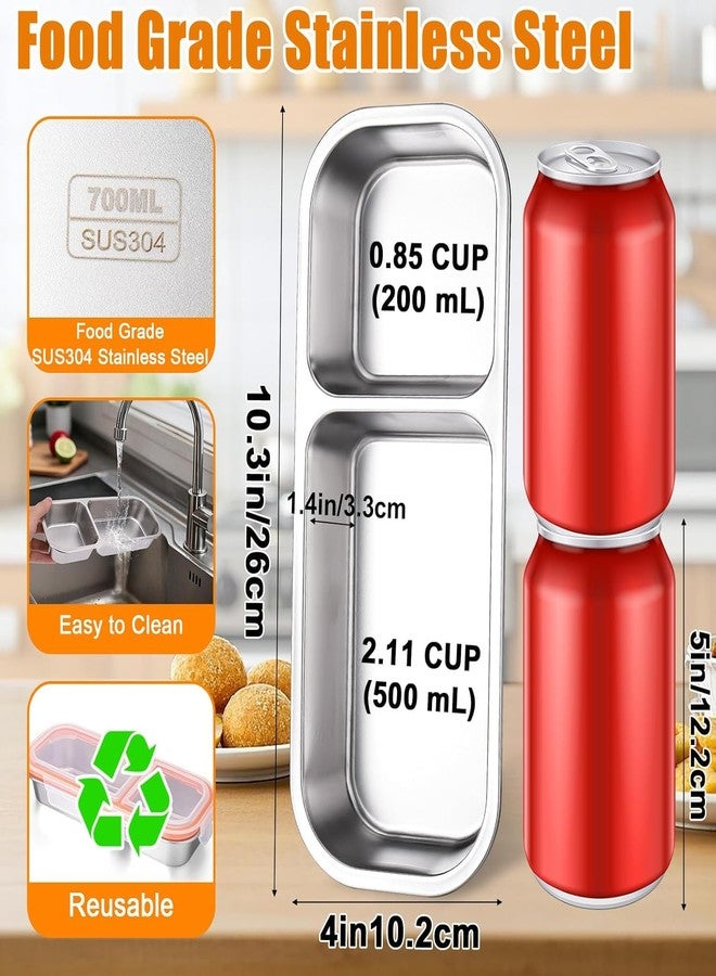 Tendula Reusable Stainless Steel Snack Containers with Airtight Lids, Compartment Snackle Box for Nuts, Fruits for kids, Divided Food Storage Box for work School. (2 Compartment) - Image 3