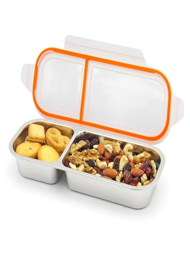 Tendula Reusable Stainless Steel Snack Containers with Airtight Lids, Compartment Snackle Box for Nuts, Fruits for kids, Divided Food Storage Box for work School. (2 Compartment) - Image 1
