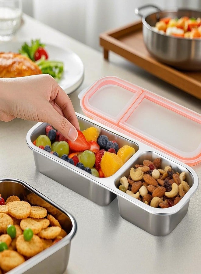 Tendula Reusable Stainless Steel Snack Containers with Airtight Lids, Compartment Snackle Box for Nuts, Fruits for kids, Divided Food Storage Box for work School. (2 Compartment) - Image 4