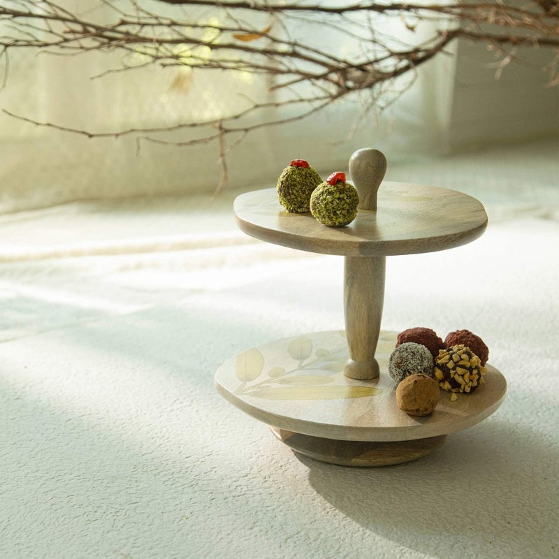 Ellementry Wisteria Yellow 2 Tier Stand - Image 1