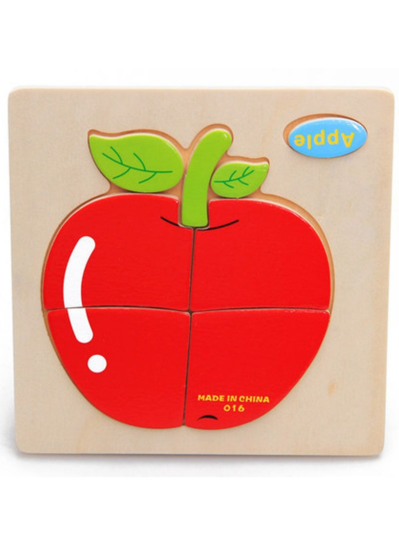 Children's Educational Wooden Cartoon Apple Jigsaw Puzzles Suitable Gift Bag Pack - Image 1