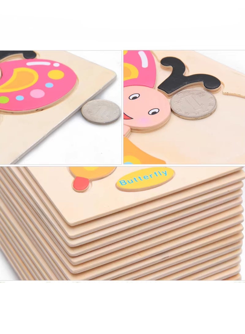 Children's Educational Wooden Cartoon Apple Jigsaw Puzzles Suitable Gift Bag Pack - Image 2