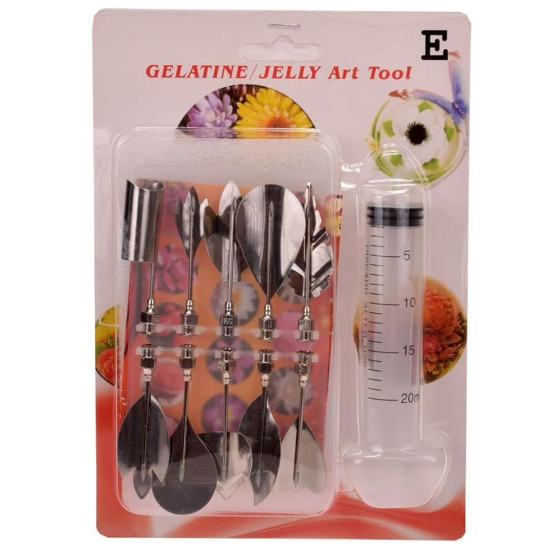 KERFORA DAIWIK Gelatin Art Starter Kit 11PCS 3D Pudding Cake Decorating DIY Tool Set Includes 10 PCS Gelatin Tools and 20ml Syringe Pudding Pastry Nozzles for Cake Decoration Jelly Cake Making E - Image 2