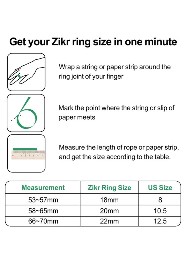 iQIBLA Smart Tasbih Zikr Ring OLED Display 0.42" Metal Smart Ring App Operated Tasbih Counter Prayer Reminder Technology 5 Prayer Time Reminders iQibla Smart Zikr Ring M02 Metal Smart Zikr Ring Long Battery Backup 18MM Black-Grey - Image 4