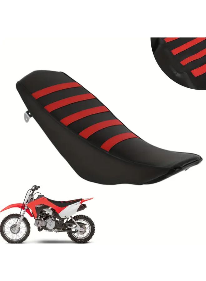 غطاء المقعد الأحمر المناسب لدراجة الطرق الوعرة CRF110F CRF125F موتوكروس 2023 2025 نمط الخطوط الجريئة إكسسوارات المغامرة - Image 1