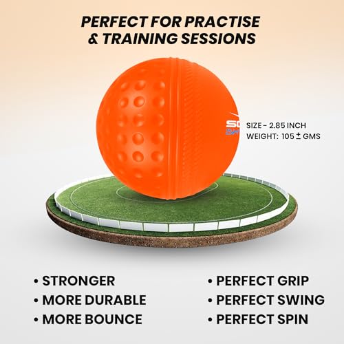 SCUD Swingo Wind Ball for Cricket, Specially Designed for Swing, Dual-Surface Half-Dimple & Half-Smooth Design, PVC | 72.39mm Diameter, 105g(Pack of 6pc Balls, Muliticolor) - Image 5