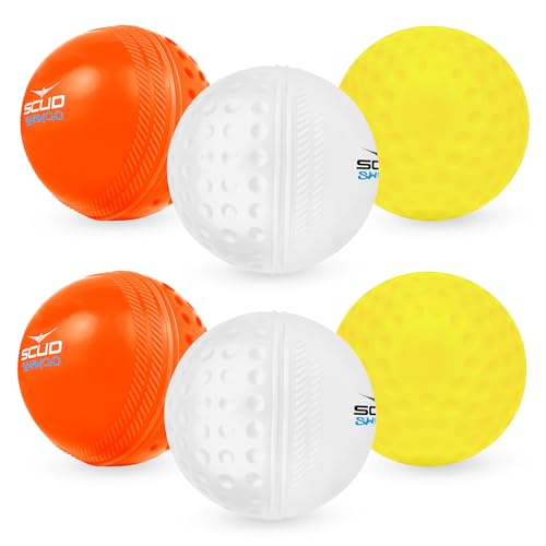 SCUD Swingo Wind Ball for Cricket, Specially Designed for Swing, Dual-Surface Half-Dimple & Half-Smooth Design, PVC | 72.39mm Diameter, 105g(Pack of 6pc Balls, Muliticolor) - Image 1