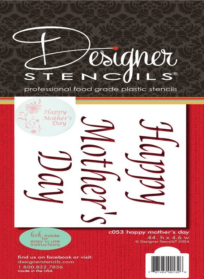 Designer Stencils Happy Mother's Day Cake Stencil, Beige/semi-transparent - Image 5
