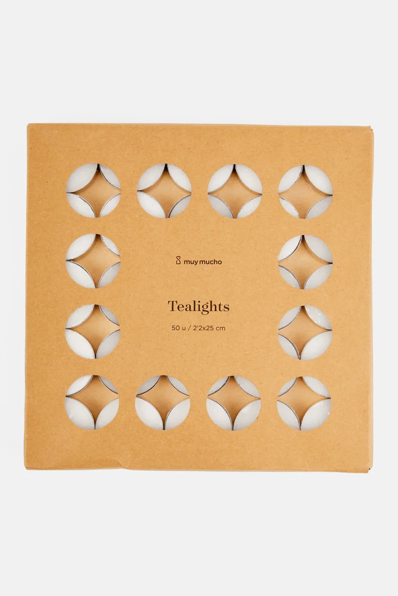 موي موتشو 50 Pieces Tealights Candle, White