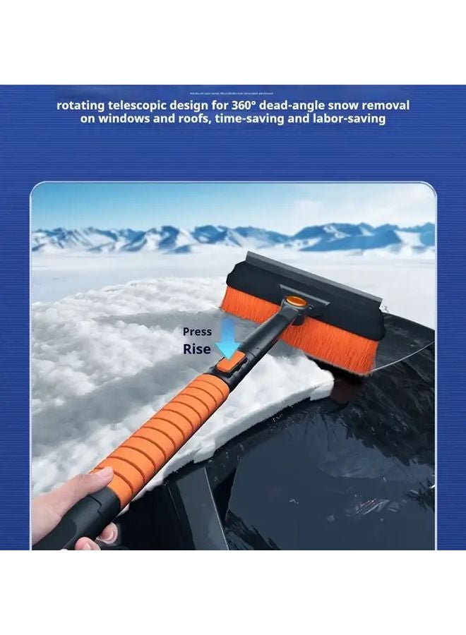 Orange Three Piece Snow Shovel Set Detachable Portable With Ice Scraper Brush Adjustable Lightweight - Image 4