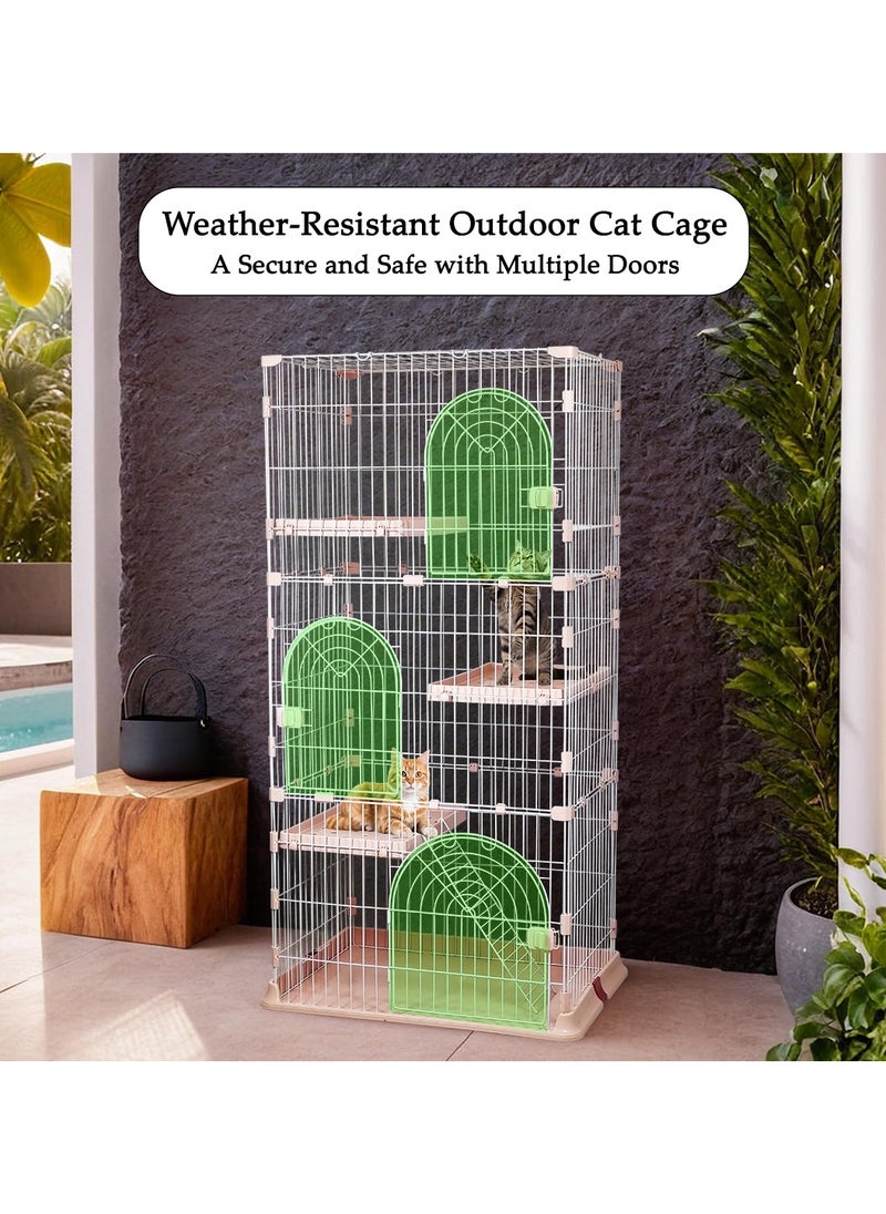 MAJIBAO - Cat cage for indoor cats and kittens, 4-tier cat cage playpen crate with Multiple Doors, Climbing ladder, and 3 Platforms, Suitable for multiple cats household, Easy to assemble 163 cm (Pink) - Image 1