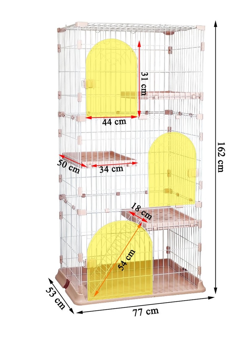 MAJIBAO - Cat cage for indoor cats and kittens, 4-tier cat cage playpen crate with Multiple Doors, Climbing ladder, and 3 Platforms, Suitable for multiple cats household, Easy to assemble 163 cm (Pink) - Image 1
