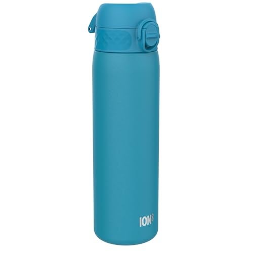 ION8 Vacuum Insulated Steel Water Bottle, 500 ml/18 oz, Leak Proof, Easy to Open, Secure Lock, Dishwasher Safe, Fits Cup Holders, Carry Handle, Scratch Resistant, Durable Stainless Steel, Blue - Image 1