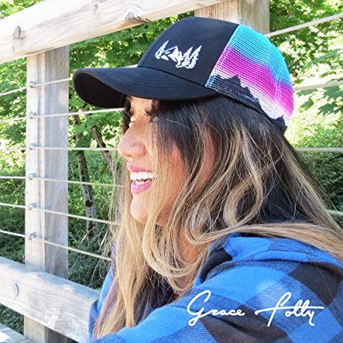 Grace Folly Beach Trucker Hats for Women- Snapback Baseball Cap for Summer (Mountain Mesh Print) - Image 3