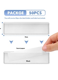 Oasisgalore Adhesive Label Holders, 1.2 x 4.3 Inch Clear Pockets for Drawers, Cabinets, Storage Bins, 50 Pack  - Image 2