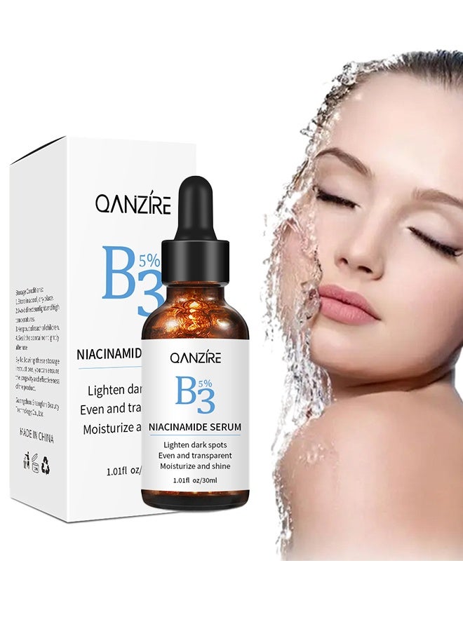 QANZIRE B3 Niacinamide Serum - For Face Removes Blackhead Whitehead Sunspots Dark Circles Improves Elasticity Erase Discoloration For Women 30ml - Image 1