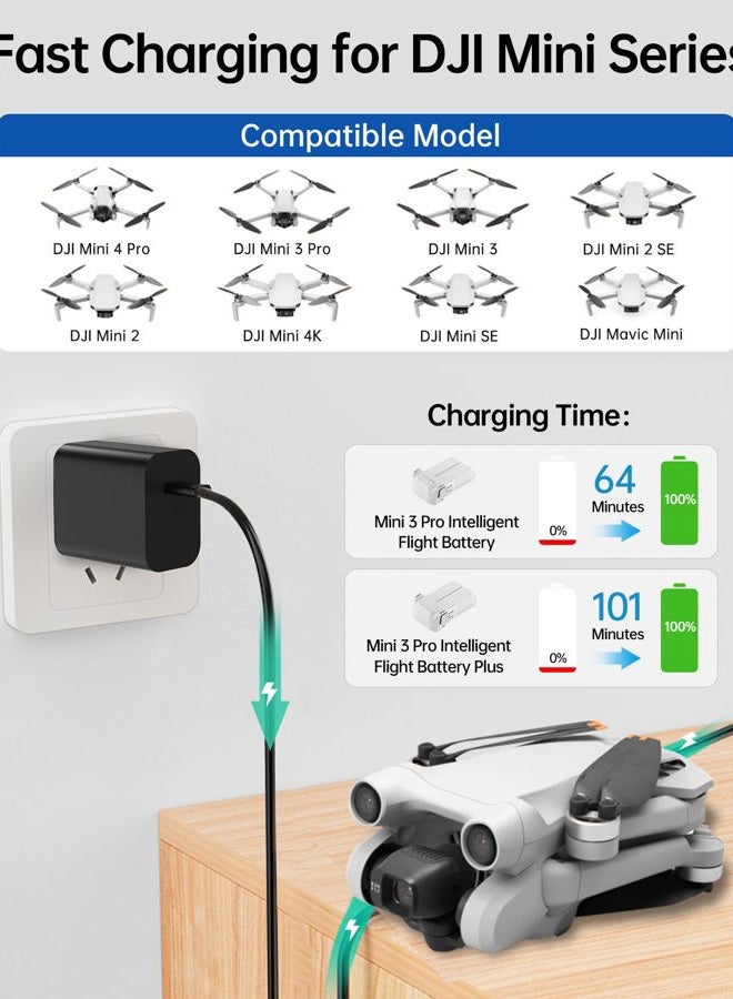 LKTOP 30W Osmo Pocket 3 Charger, USB-C Fast Charger for DJI Neo/Avata/Mini Series Drone, Osmo Pocket Action Series Camera, Mic Mini Charging Case, HOVERAir X1 Drone, Mini 4/3/2/4K Series Charging Hub - Image 4