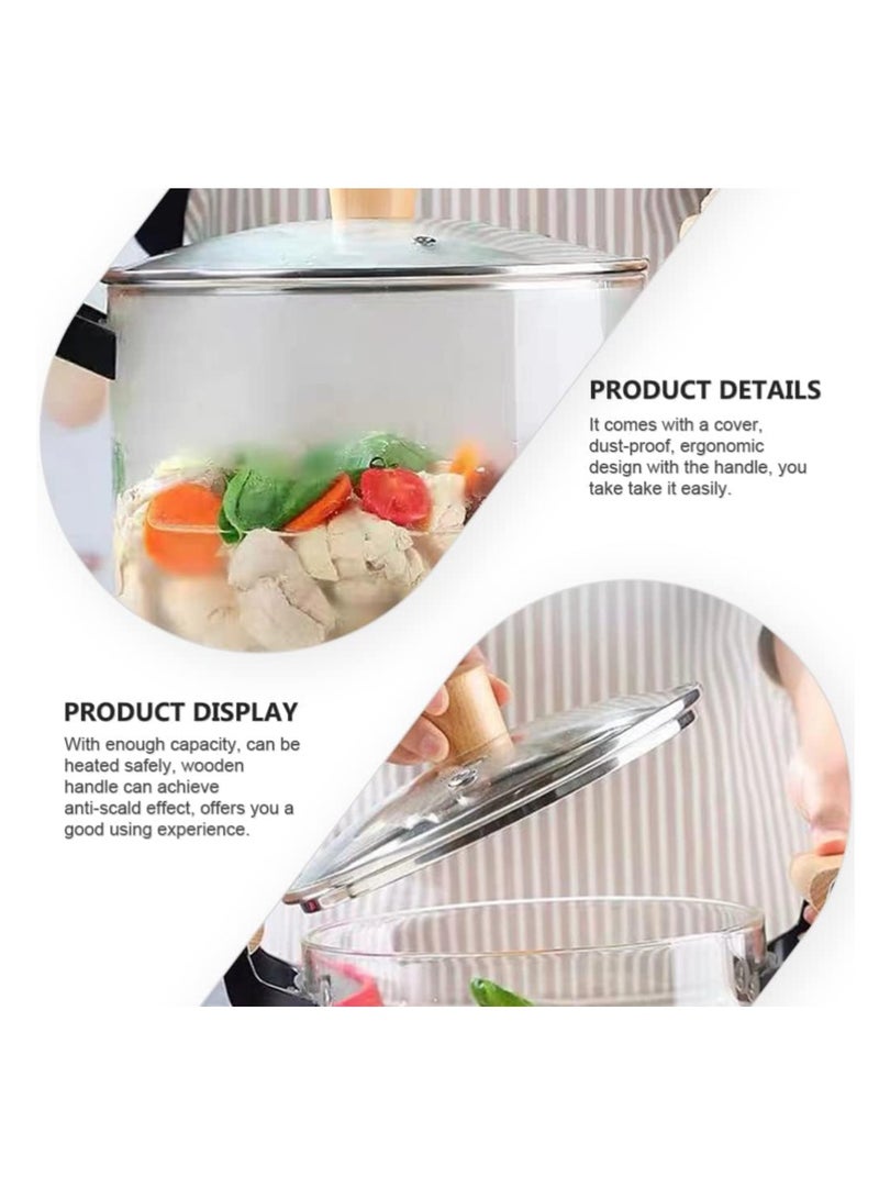 Reko 3.5L Kitchen Cooking Saucepan With Lid And Double Wooden Handle Glass Saucepan with Cover, Heat-resistant Glass Stovetop Clear Cooktop Safe for Pasta Noodle, Soup, Milk, Baby Food making or Heating - Image 4