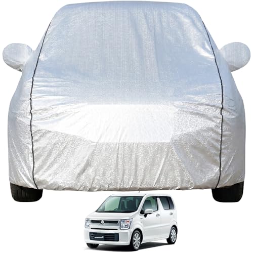 Pivalo Car Cover for Maruti Wagon R All Model & Years (1999-2026) 100% Waterproof with Mirror Pockets, Triple Stitched Bottom Elastic Dustproof Full Body Protection (Heat & UV Resistant, Silver) - Image 1