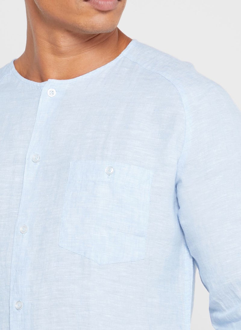 87Origins Grandad Collar Regular Fit Shirt  - Image 3