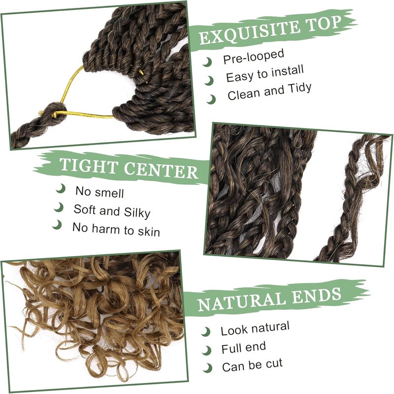 Eerya Goddess Box Braids Crochet Hair 12 Inch 8 Packs Pre-looped Bohemian Crochet Boho Box Braids With Curly Ends 3X Crochet Braids Hair for Women Synthetic Braiding (12 inch, T27) - Image 5