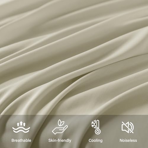 WhatsBedding Body Pillow Cover Cooling Fabric, Long Pillowcase Breathable & Skin-Friendly, Zipper Closure - Khaki (20x54 inch) - Image 4