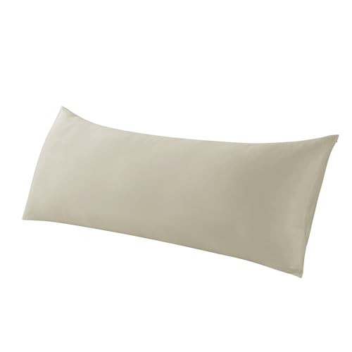 WhatsBedding Body Pillow Cover Cooling Fabric, Long Pillowcase Breathable & Skin-Friendly, Zipper Closure - Khaki (20x54 inch) - Image 1