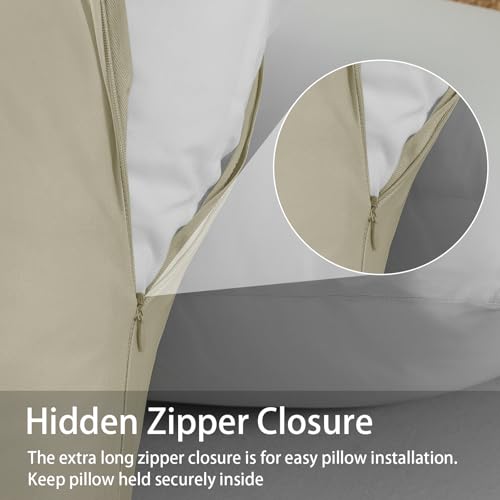 WhatsBedding Body Pillow Cover Cooling Fabric, Long Pillowcase Breathable & Skin-Friendly, Zipper Closure - Khaki (20x54 inch) - Image 5
