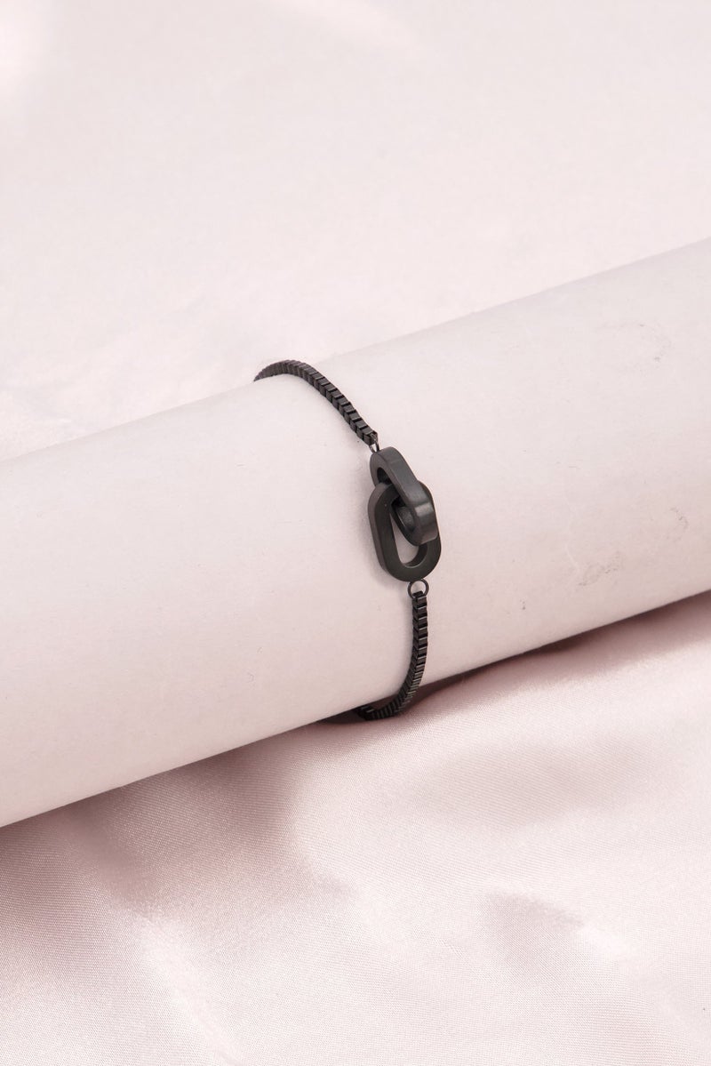 EMPORIO ARMANI Men Stainless Steel Chain Bracelet With Logo Detail, Black  - Image 1