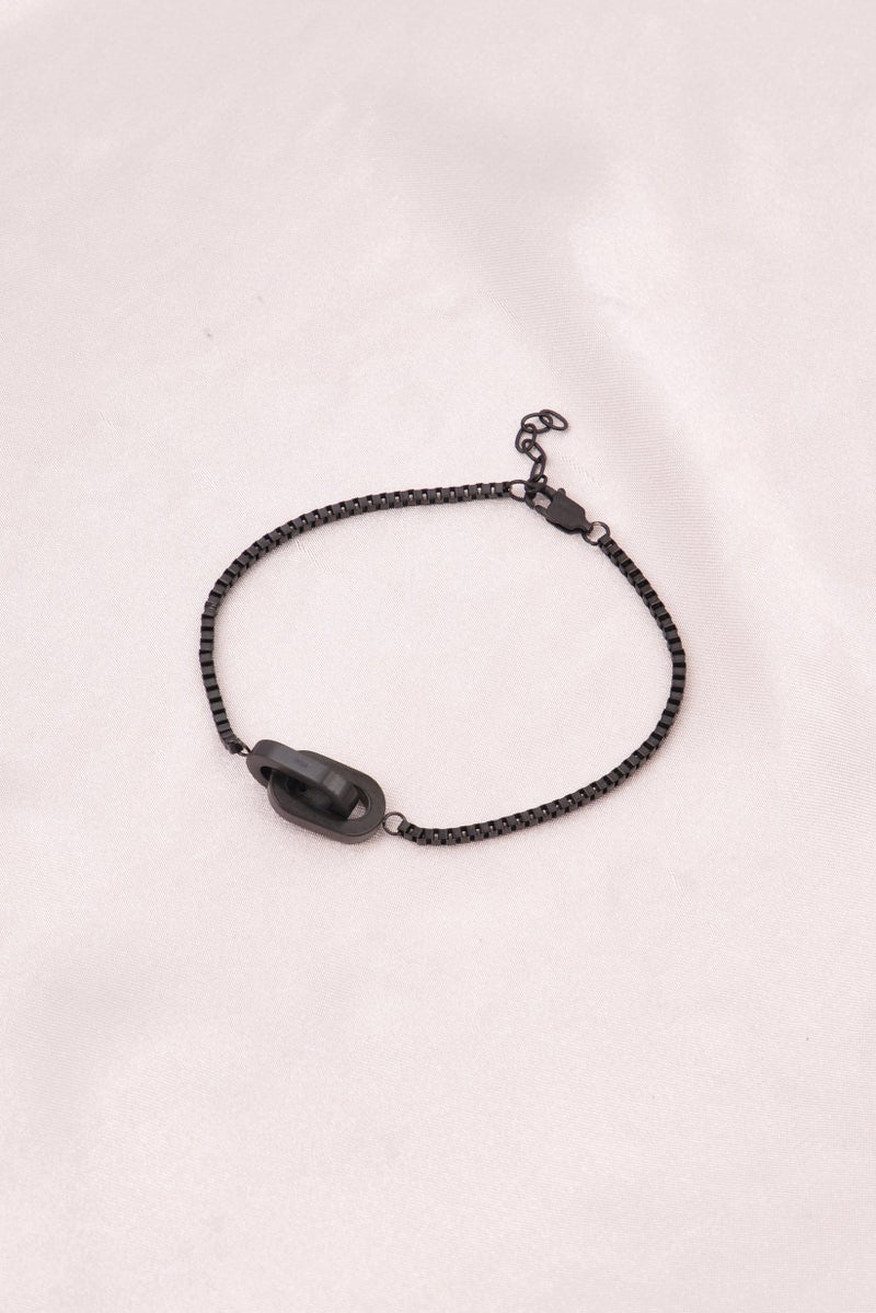 EMPORIO ARMANI Men Stainless Steel Chain Bracelet With Logo Detail, Black  - Image 3