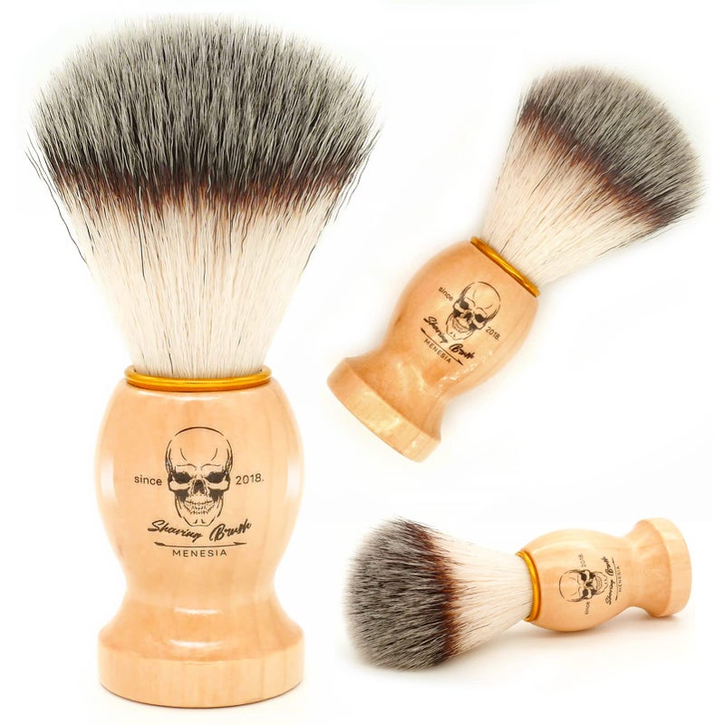 Menesia Shaving Brush for Men, Wood handle Shave Brush,Mens Shaving Cream & Soap Brush (skull) - Image 1