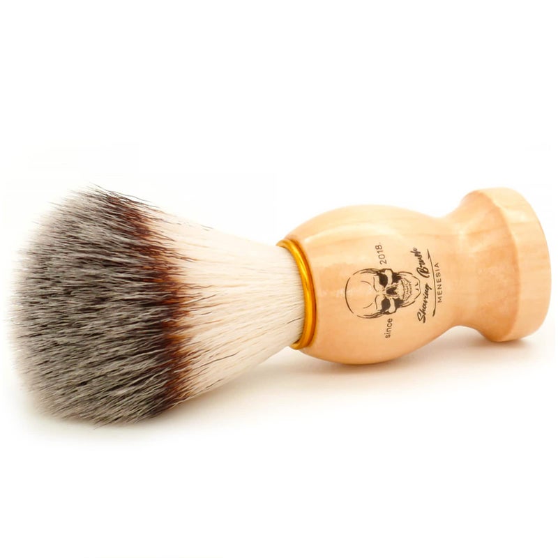Menesia Shaving Brush for Men, Wood handle Shave Brush,Mens Shaving Cream & Soap Brush (skull) - Image 2