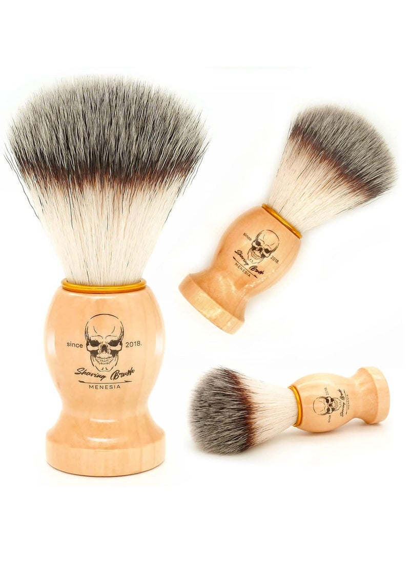 menesia Shaving Brush for Men, Wood handle Shave Brush,Mens Shaving Cream & Soap Brush (skull)  - Image 1